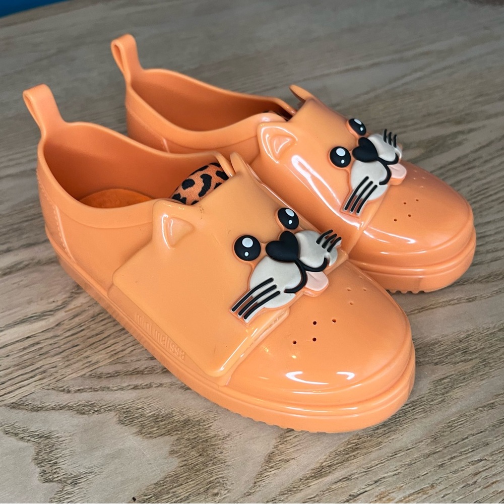 Mini Melissa Safari Jelly Pop Cat Sneakers Slip On Orange Kid’s 12